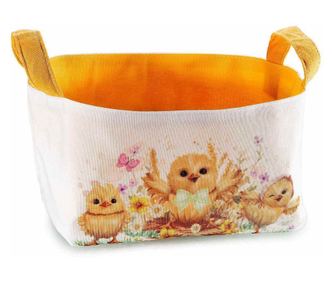 Többszínű textil húsvéti kosár 21x16x16 cm