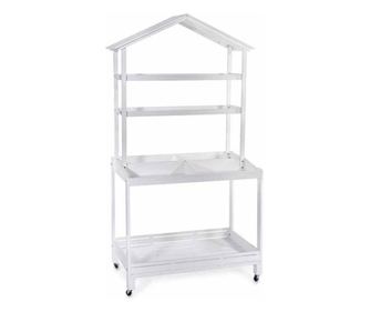 Biely drevený výstavný regál 100x60x194 cm