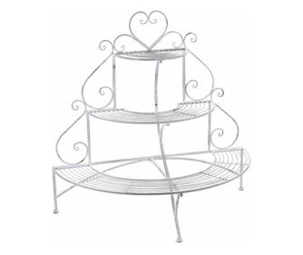 Fehér patinás vas virágállvány 110x57,5x107 cm