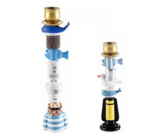 Σετ 2 κηροπήγια πολυρητίνης διακόσμηση Marin 5.5x3.5x24 εκ., 4.5x4x17 εκ.