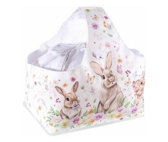 Velikonoční košík z textilu, vícebarevný, 30x22,5x37 cm