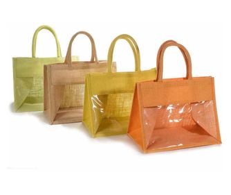 4 darabos, többszínű juta táska szett, 36x29x41 cm