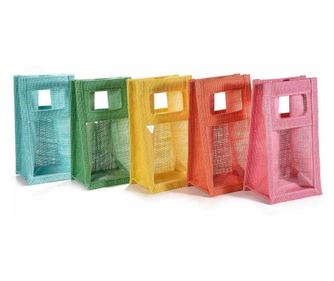 10 darabos, többszínű juta táska szett, 11,5x10x21 cm