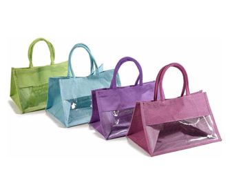 4 darabos, többszínű juta táska szett, 36x29x24 cm