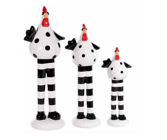 3 darabos, többszínű kerámia tyúk figura szett