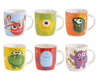 Set od 6 porculanskih šalica Monsters 8,5x9 cm, 350 ml
