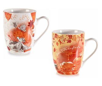 6 darabos Méhecske Mézes Porcelán Bögre készlet, 8x10,5 cm, 350 ml