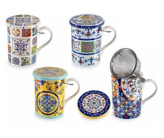 Set od 4 porculanske šalice, 4 infuzora za čaj 8x10,5 cm, 350 ml