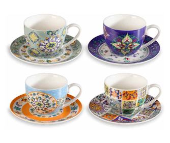 Set 4 porculanske šalice Maiolica 8.5x6.5 cm, 250 ml