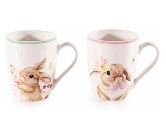 Set od 8 šarenih porculanskih šalica Zec 8x10,5 cm, 350 ml
