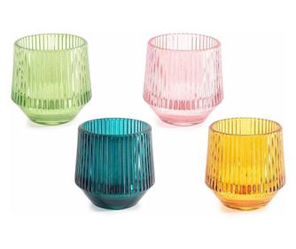 16 darabos üveg gyertya szett 7.5x8 cm