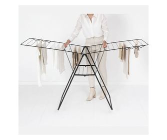 Uscător de rufe Brabantia Hangon, 25 m, 8 umerase, Ajustabil, Blocare copii, Negru mat