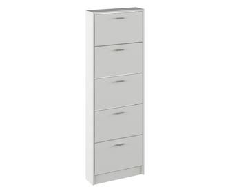 Dulap pentru pantofi,alb, cu 5 sertare, practic si elegant, PAL laminat,58x18x170,2 cm , Bortis