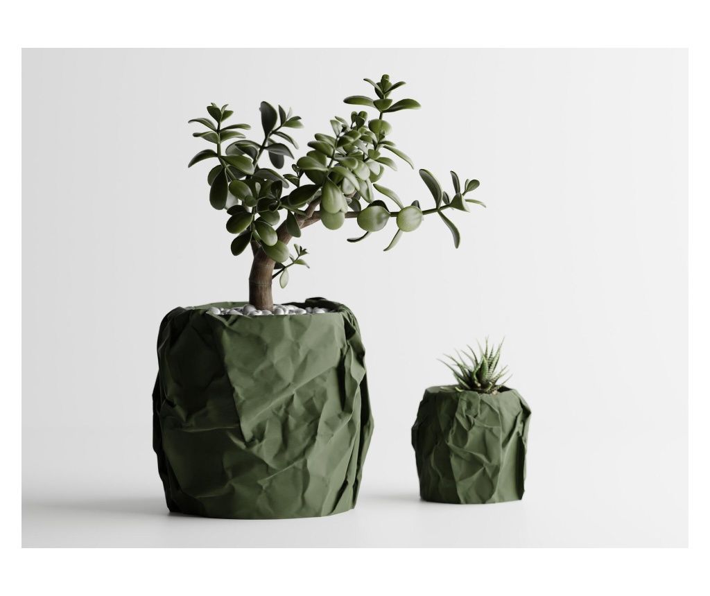 Sani Miami Dark Green Matte Decorative Flower Pot, Large 175 x 174 x 164 mm