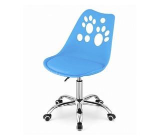 Irodai szék, Mercaton, forgatható és forgatható, 5 gumi kerékkel, Eco bőr párnával és PP üléssel, fém váz, 50 x 57 x 94 cm, kék