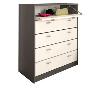 Pantofar culoare gri, alb, din PAL laminat, cu 5 compartimente, capacitate aproximativ 24 perechi, design modern si practic,74x3