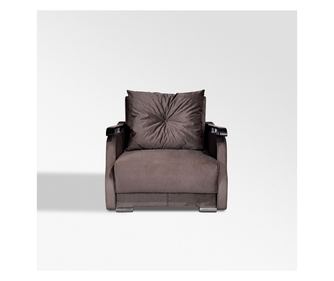 Fotoliu extensibil pat Modena, Iza, spatiu depozitare, perna decorativa, sistem metalic durabil picioare, cafeniu, 85x85x85