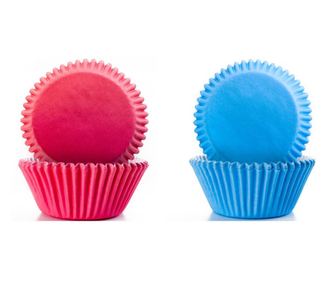 100 darabos készlet Ibili muffin formák, papír, 7,5x3,5 cm, kék/rózsaszín