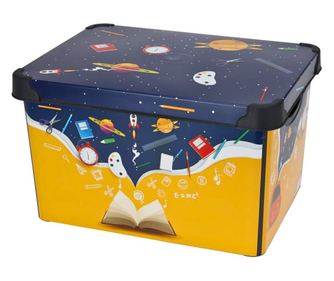 Кутия за съхранение, с капак, за детската стая, космически модел, 39x24 см, 22 л