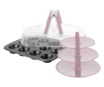 Ibili muffin készlet, szénacél/polipropilén, 37x29 cm, fekete/mov