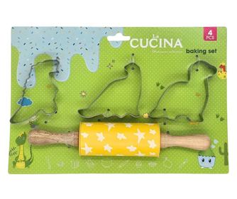 Set od 3 oblika s valjkom, model dinosaur, za kolače