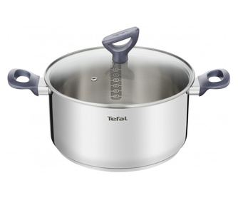 Oală Tefal G7124645 DAILY COOK, 24 cm, 4,5 l, Thermo-Spot, Inducție, fără PFOA, Oțel inoxidabil