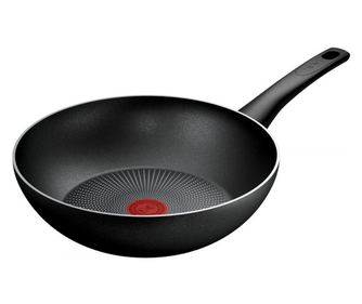 Tigaie Wok Tefal C2921953 Force, 28 cm, Acoperire antiaderent, Thermo-Fusion, Inductie, Negru