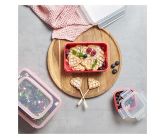 Cutii pentru alimente Tefal N1030910, 4 buc, Inchidere cu catarama, Potrivite si pentru alimente lichide, fara BPA si PFOA, Roz