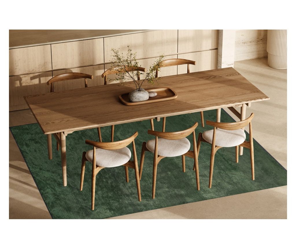 Dizajnerska preproga PLAIN FOREST GREEN (A), ročno delo, 240 x 340 cm