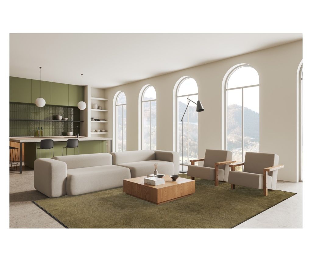 Dizajnerska preproga PLAIN OLIVE GREEN (A), ročno delo, 240 x 340 cm