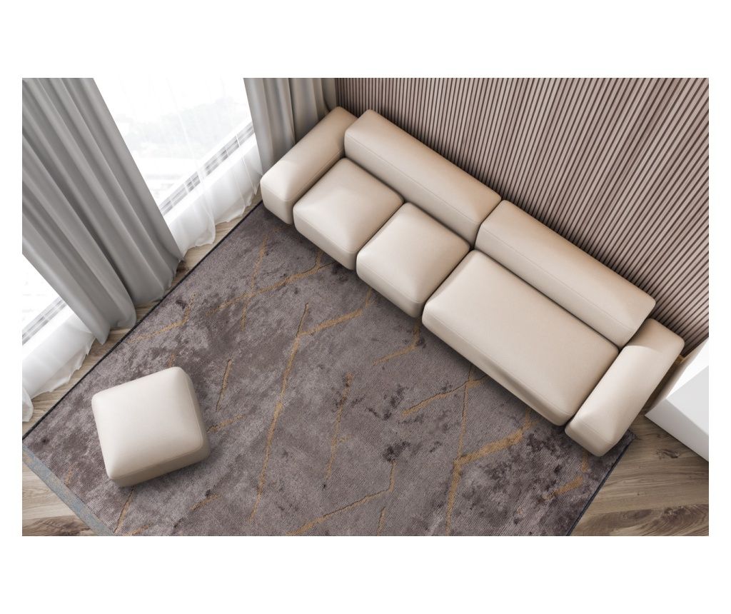 Dizajnerski tepih WAVE LIGHT BROWN, ručni rad, 160 x 230 cm