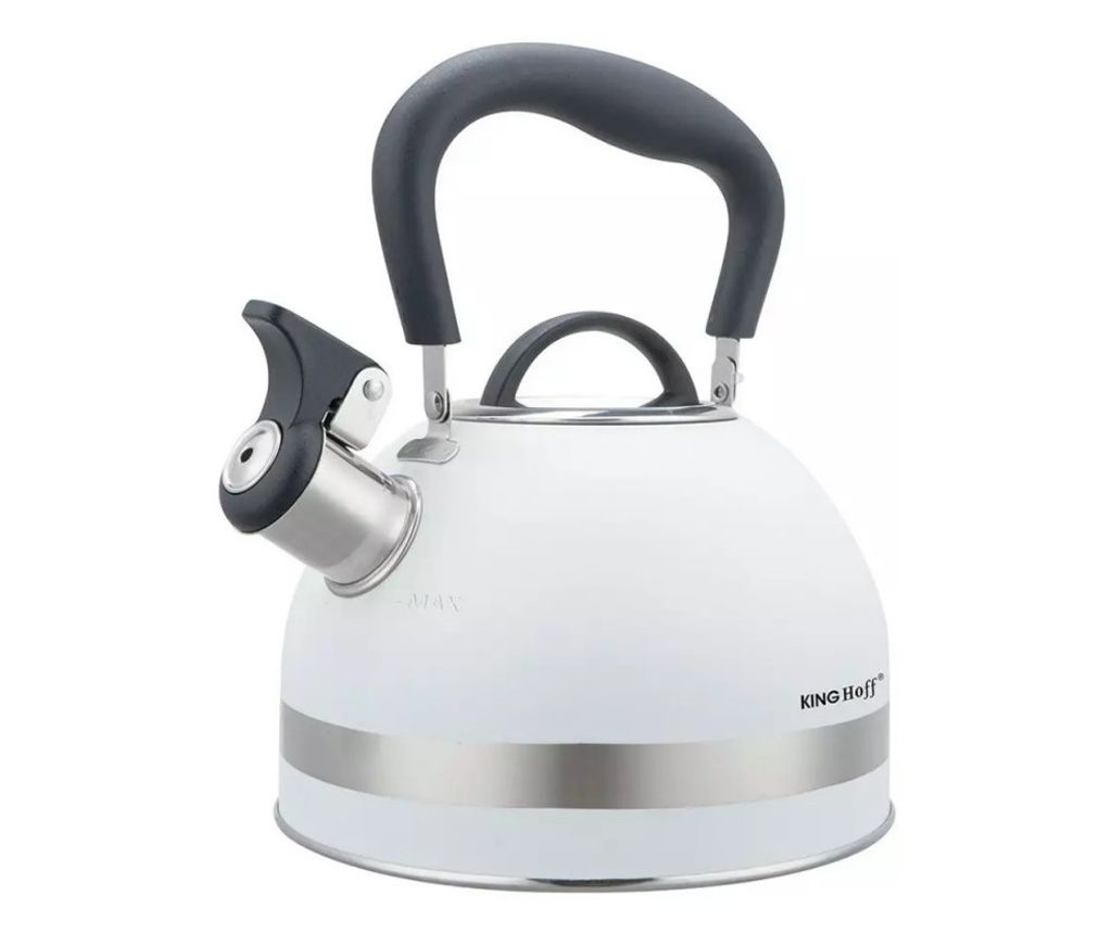 Kinghoff KH 1852 sípoló vízforraló, 1,8 l, indukciós, hőálló fogantyú, fehér