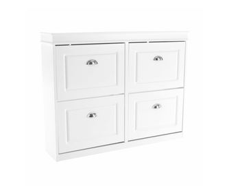 Pantofar din PAL si MDF, cu 4 compartimente, alb, capacitate 16 perechi, elegant si practic, hol, living,105x82,5x24 cm , Bortis