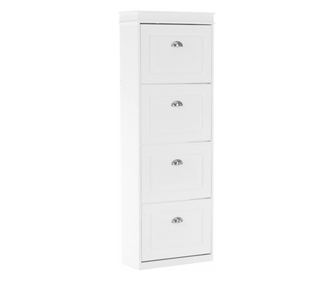 Pantofar, din PAL si MDF, 4 compartimente, alb, living, hol, design modern si practic, capacitate aproximativa de 16 perechi,53,