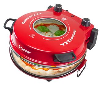 Електрическа фурна за пица Beper P101CUD301, 1200W, 31 см, 5 нива, До 400C, Таймер, Червен