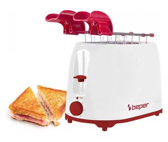 Pâine de pâine Beper P101TOS100, 2 felii, 7 nivele, 2 cleme, Tavă pentru firimituri detașabilă, Alb/Roșu
