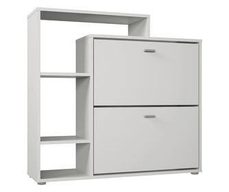 Pantofar alb, din PAL, inclinabil, cu rafturi, design modern,hol, living, 95x90x28 cm, Bortis