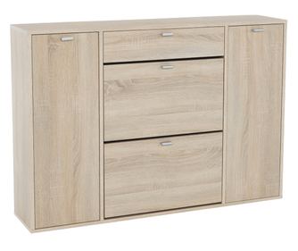 Pantofar culoare stejar sonoma, cu 2 usi, rafturi, 3 sertare, practic si modern, din PAL, hol , living,120x85x28 cm, Bortis