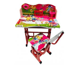 Íróasztal székkel és fiókkal gyerekeknek, állítható, Dino, zöld