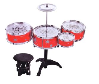 Set de Tobe, Jazz, Suport pentru Tobe, Usor de Folosit, Accesorii Incluse, Destinate pentru Copiii, Design Atractiv, Rosu/Gri