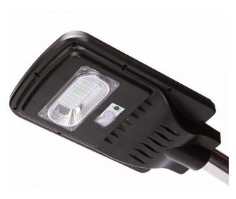 Klausstech kültéri napelemes utcai lámpa, napelem mellékelve, teljesítmény 30 W, szürkületérzékelő, modern dizájn, fekete