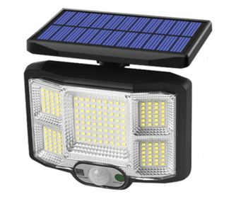 Λάμπα Ηλιακή KlaussTech, Εξωτερικού Χώρου, Τηλεχειριστήριο, 5 Κύτταρα, 168 LED, Αισθητήρας Κίνησης, Μαύρο