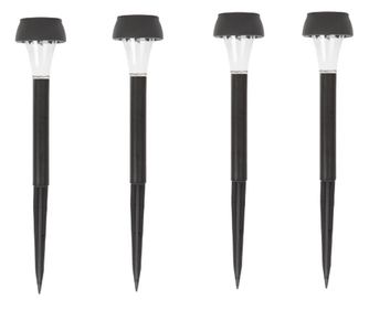 Σετ 4 ηλιακών λαμπτήρων LED κήπου KlaussTech, τύπου πάσσαλου, αυτόματη ανάφλεξη το βράδυ