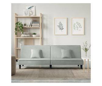 Raztegljiv kavč, svetlo siv, žamet