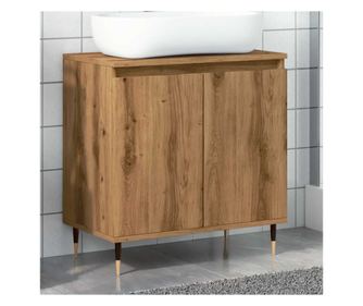 Dulap de baie, stejar artizanal, 58x33x60 cm, lemn prelucrat