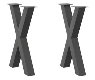 Крака за маса за хранене с форма на X 2 бр. антрацит