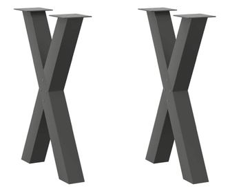 Крака за маса за хранене с форма на X 2 бр. антрацит