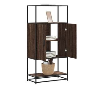 Висока етажерка Кафяв дъб 68x35x139 cm Обработено дърво и метал
