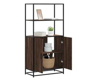 Висока етажерка Кафяв дъб 68x35x139 cm Обработено дърво и метал