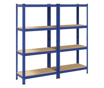 vidaXL Rafturi de depozitare cu 4 niveluri, 2 buc., albastru oțel/lemn